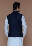 Classic Jamawar Navy Blazer Traditional Waistcoat