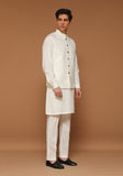 Classic Kambal Jamawar Brilliant White Traditional Waistcoat