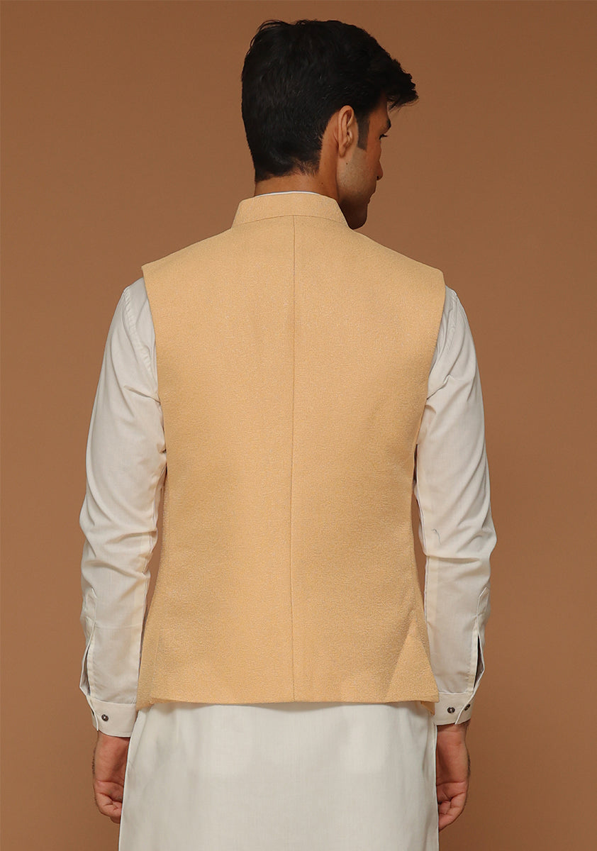 Kambal Jamawar Buff Traditional Waistcoat