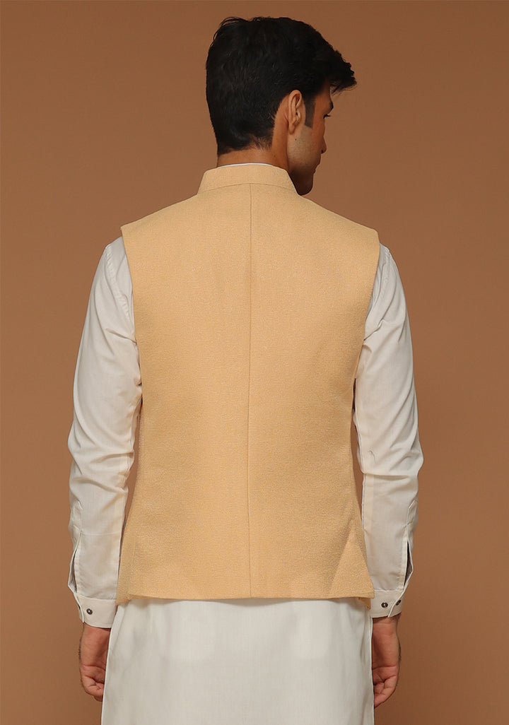 Kambal Jamawar Buff Traditional Waistcoat