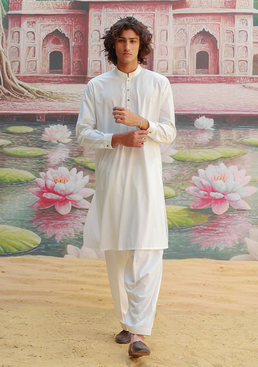 PV Cloud Dancer Classic Fit Plain Kameez Shalwar