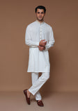 Classic Poly Viscose Cloud Dancer Slim Fit Embroidered Suit