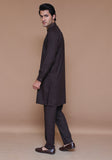 Classic Poly Viscose Coffee Bean Slim Fit Embroidered Suit