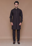 Classic Poly Viscose Coffee Bean Slim Fit Embroidered Suit