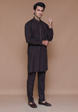 Classic Poly Viscose Coffee Bean Slim Fit Embroidered Suit