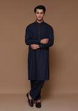 Classic Poly Viscose Maluki Navy Blazer Classic Fit Embroidered Suit