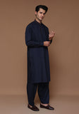 Classic Poly Viscose Maluki Navy Blazer Classic Fit Embroidered Suit