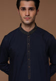 Classic Poly Viscose Maluki Navy Blazer Slim Fit Embroidered Suit