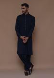 Classic Poly Viscose Outer Space Slim Fit Embroidered Suit