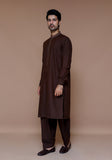 Classic Poly Viscose Plum Wine Classic Fit Embroidered Suit