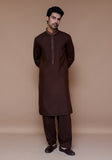 Classic Poly Viscose Plum Wine Classic Fit Embroidered Suit