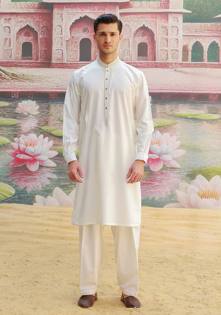 Poly Viscose Vanilla Ice  Classic Fit Embroidered Suit