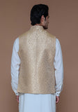 Classic Zari Karandi Almond Buff Traditional Waistcoat