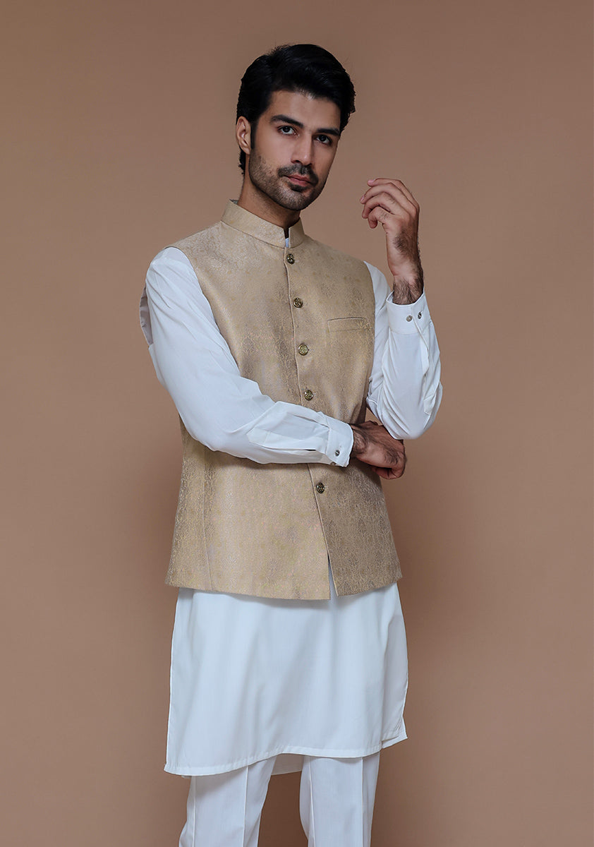 Zari Karandi Sesame Traditional Slightly Defected Waistcoat