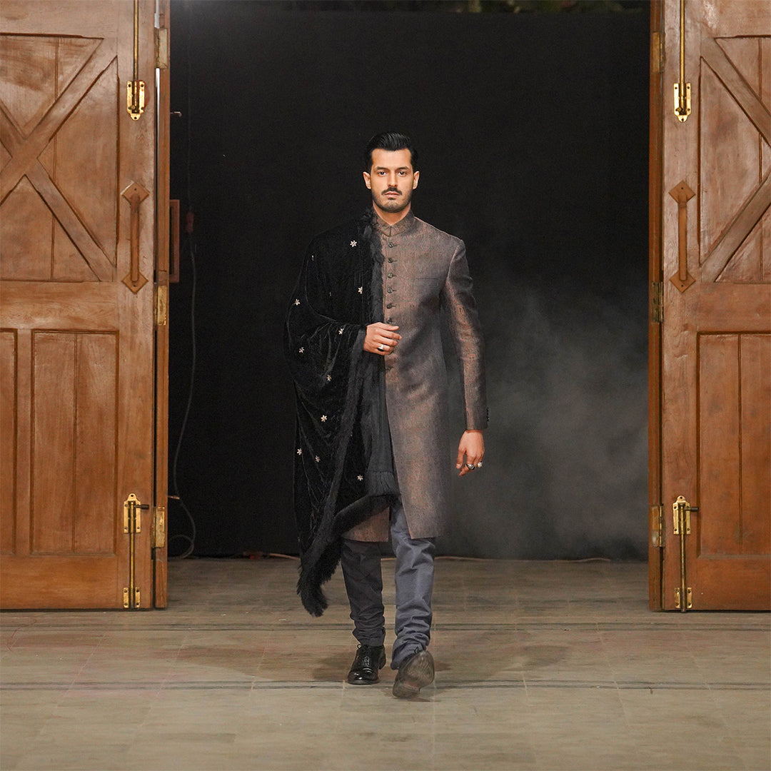 Copper, Silver and Gold  Button Down  Sherwani