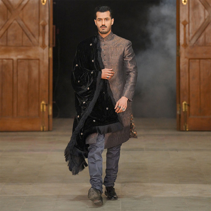 Copper, Silver and Gold  Button Down  Sherwani