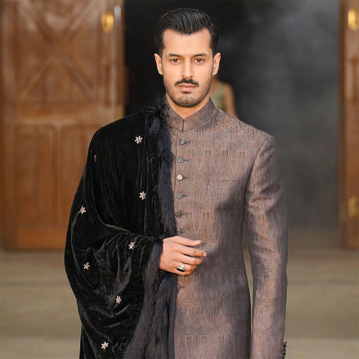 Copper, Silver and Gold  Button Down  Sherwani