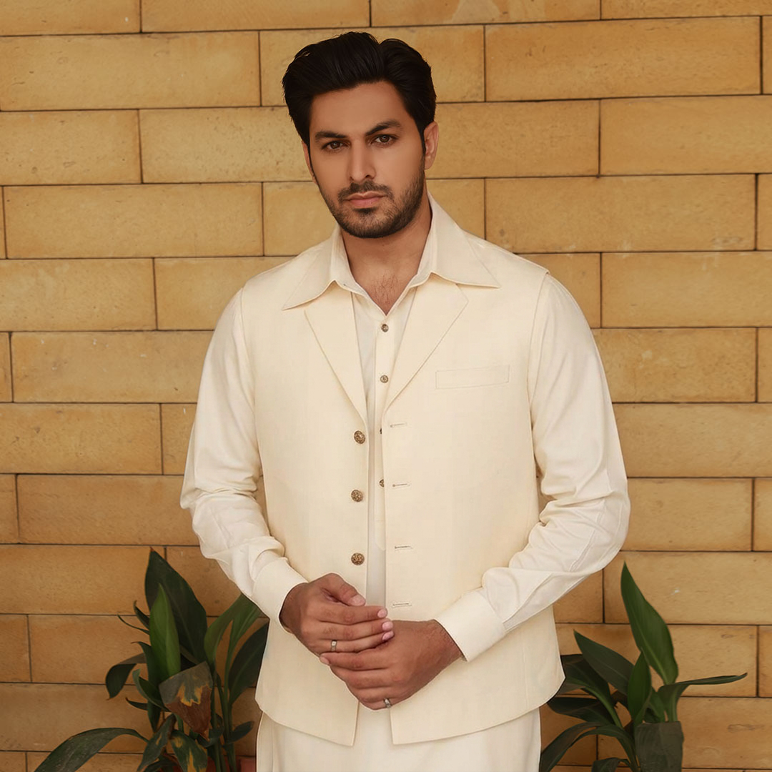 Raw Silk Notch Collar Waistcoat