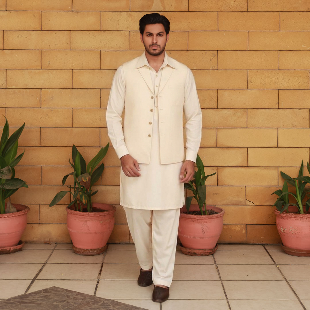 Raw Silk Notch Collar Waistcoat