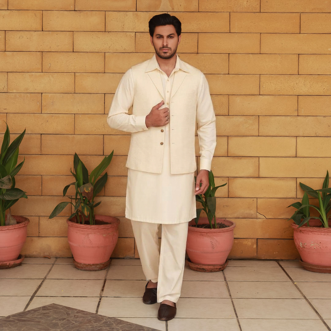 Raw Silk Notch Collar Waistcoat