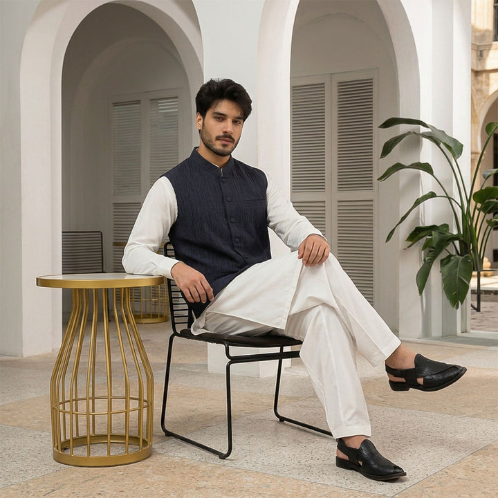 Crushed Raw Silk Plain Waistcoat