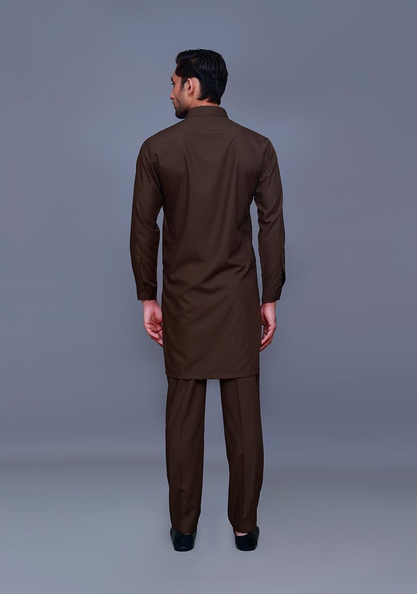 Basic Poly Viscose Dark Olive Slim Fit Suit
