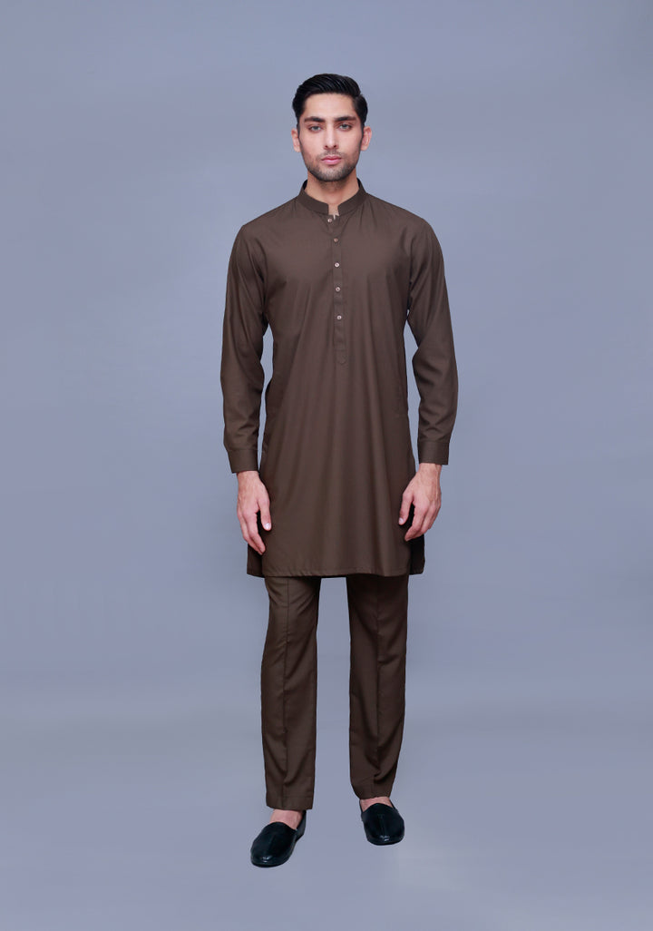 Basic Poly Viscose Dark Olive Slim Fit Suit