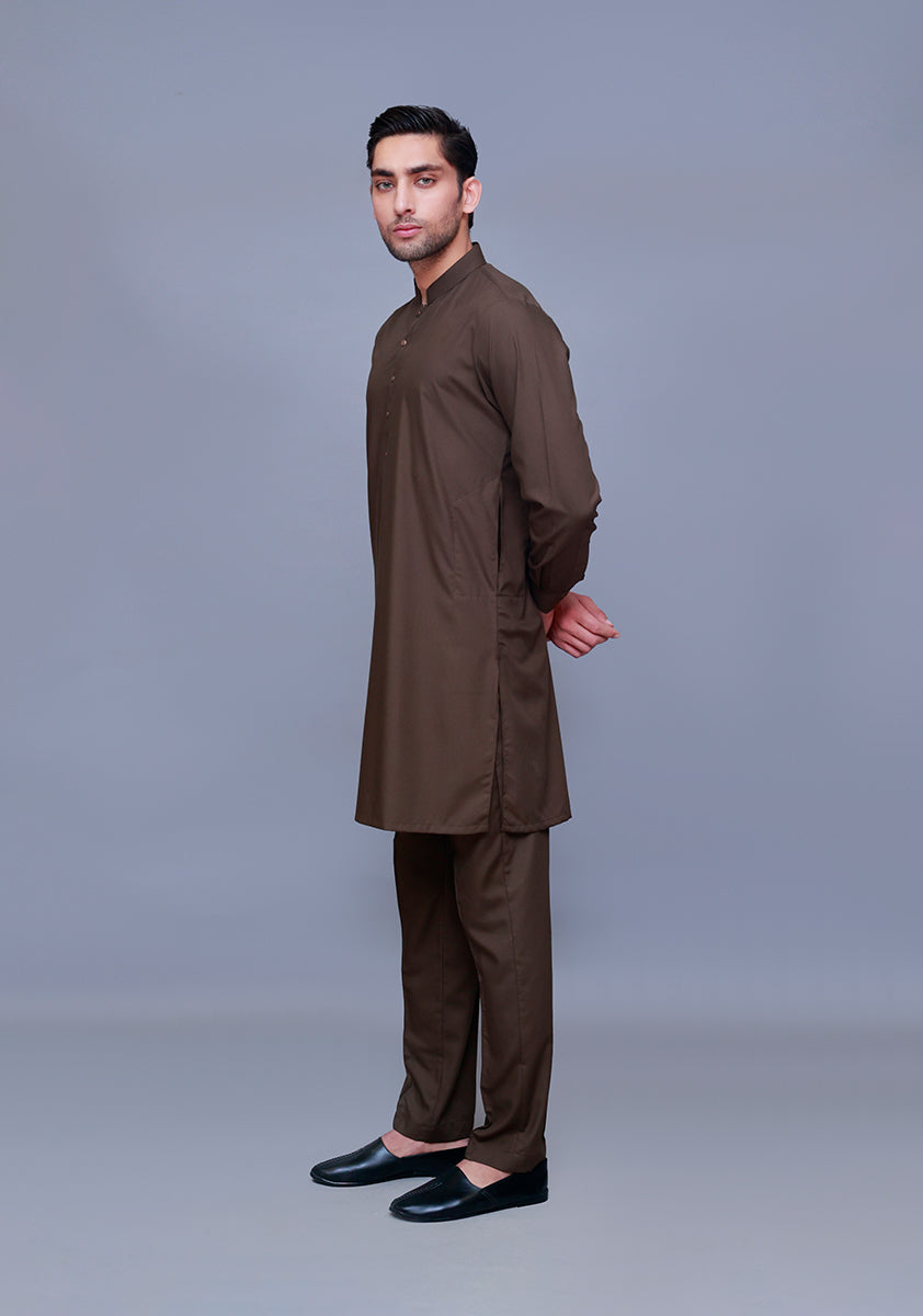 Basic Poly Viscose Dark Olive Slim Fit Suit