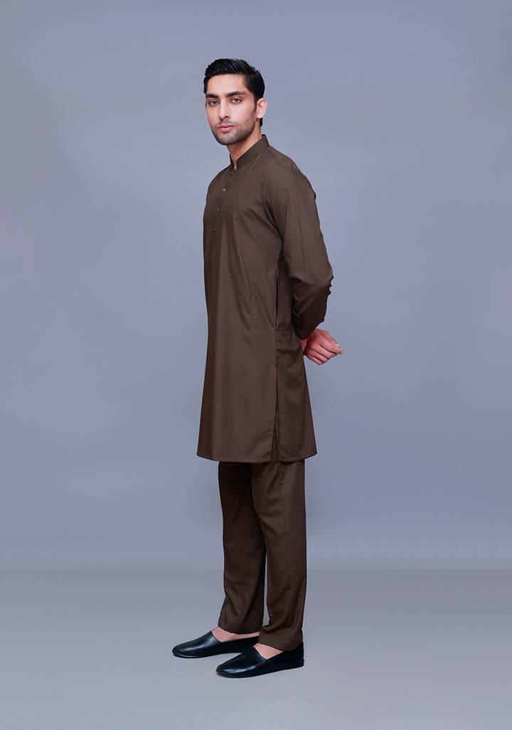 Basic Poly Viscose Dark Olive Slim Fit Suit