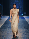 Gold Embroidered Halter Top with Net Sari