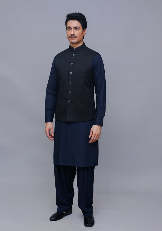Satin Silk Black Traditional Waistcoat