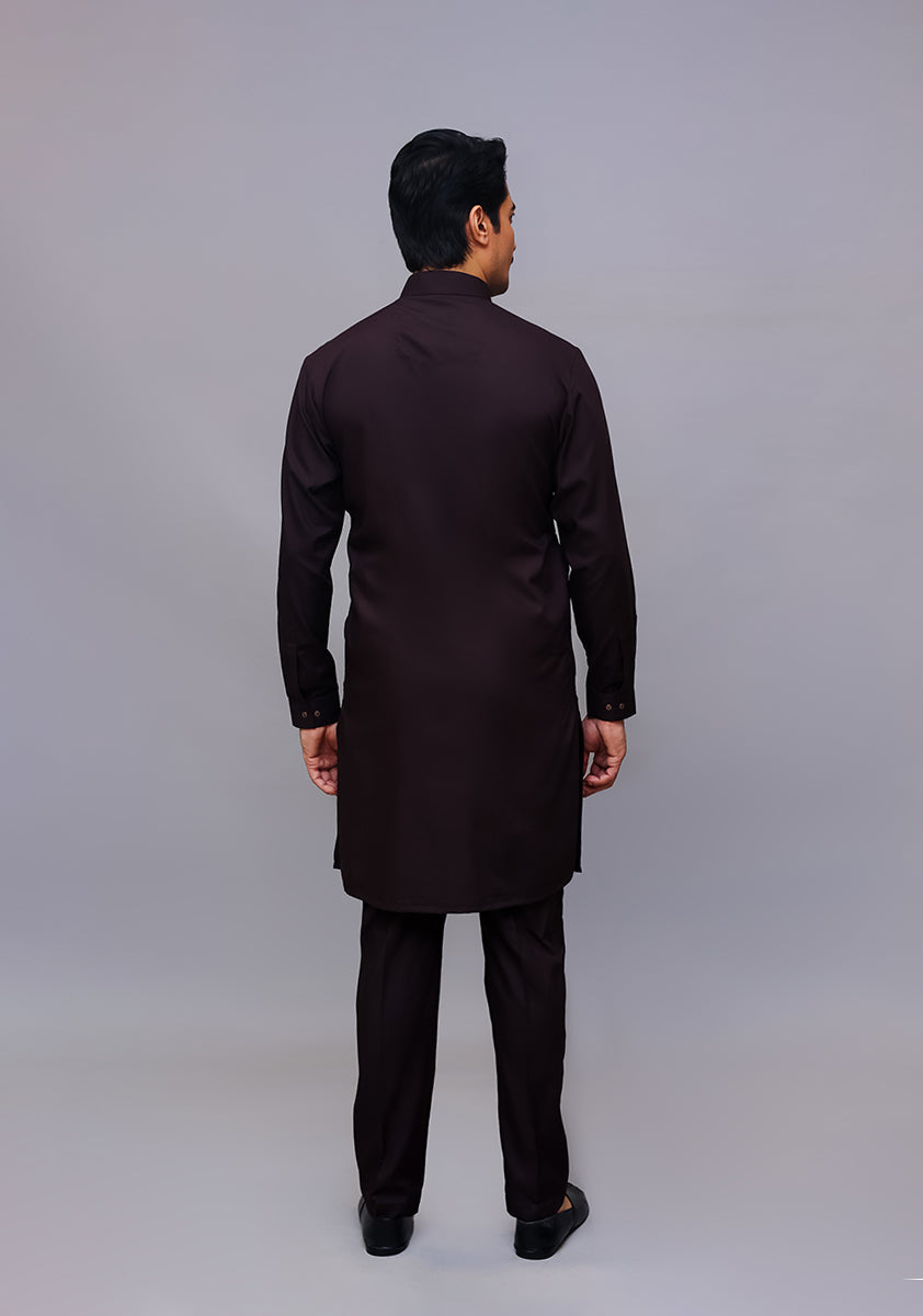 Poly Viscose Coffee Bean Slim Fit Plain Slightly Defected Suit