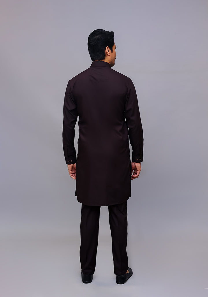 Poly Viscose Coffee Bean Slim Fit Plain Slightly Defected Suit