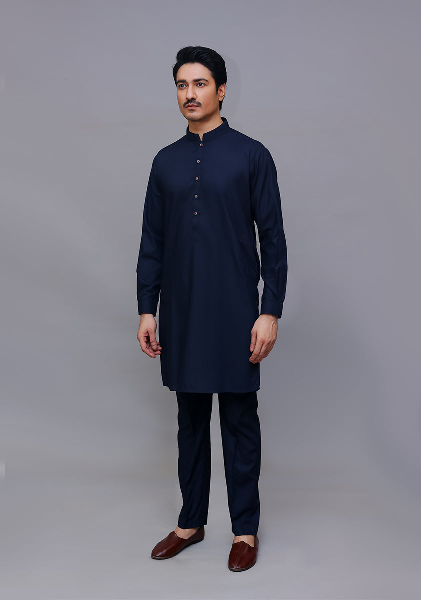 PV Navy Blazer Slim Fit Plain Kurta Pajama