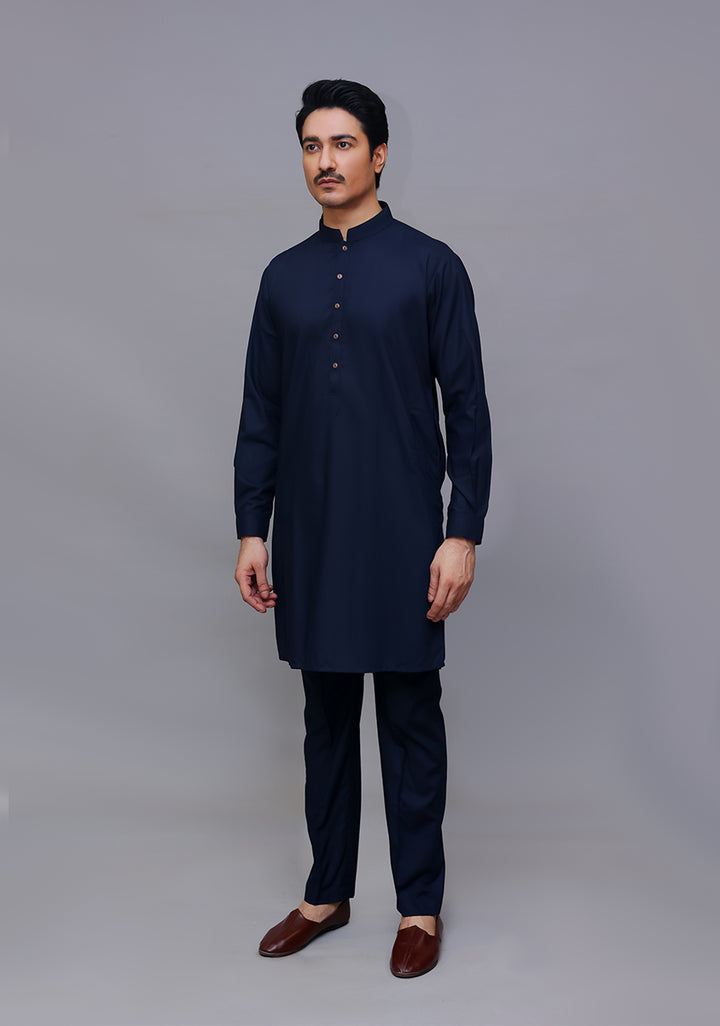 PV Navy Blazer Slim Fit Plain Kurta Pajama