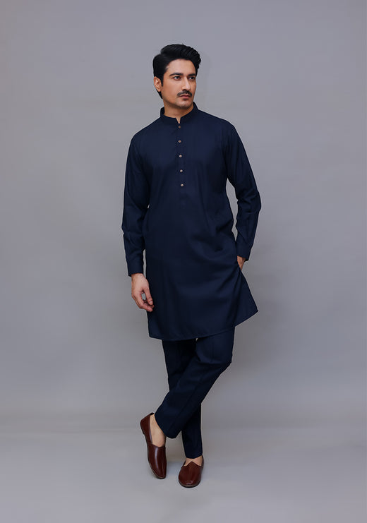 PV Navy Blazer Slim Fit Plain Kurta Pajama