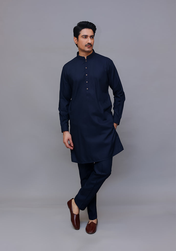 PV Navy Blazer Slim Fit Plain Kurta Pajama