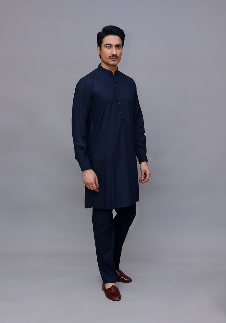 PV Navy Blazer Slim Fit Plain Kurta Pajama
