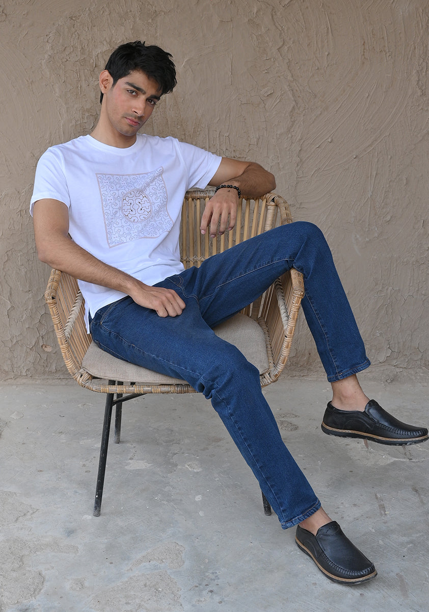 Round Neck Off White T-Shirt