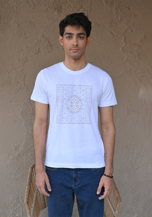 Round Neck Off White T-Shirt
