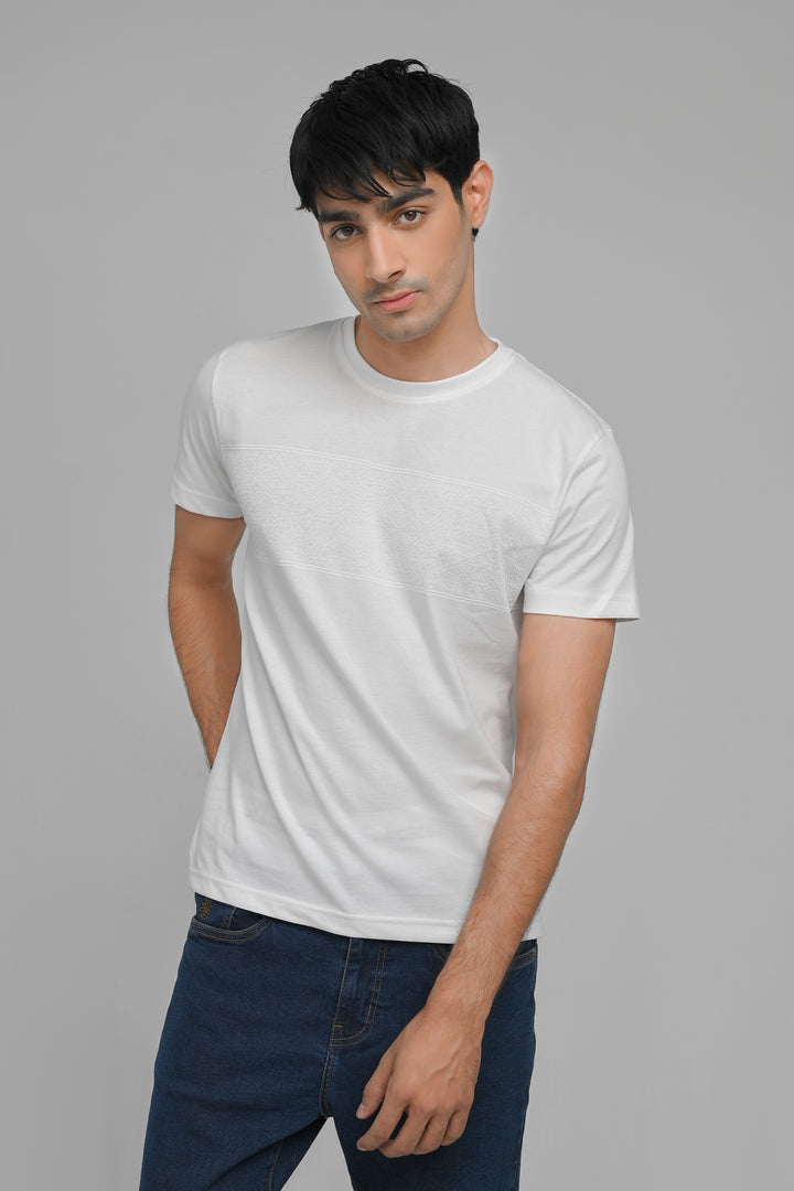 Jersey Round Neck White T-Shirt