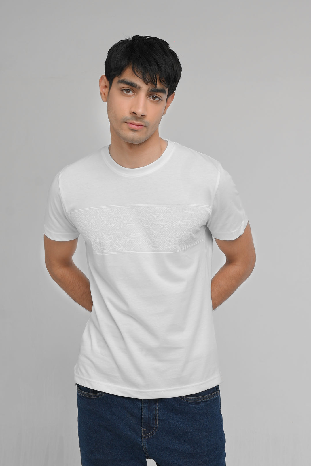 Jersey Round Neck White T-Shirt