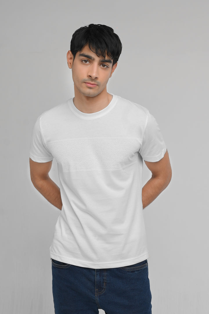 Jersey Round Neck White T-Shirt