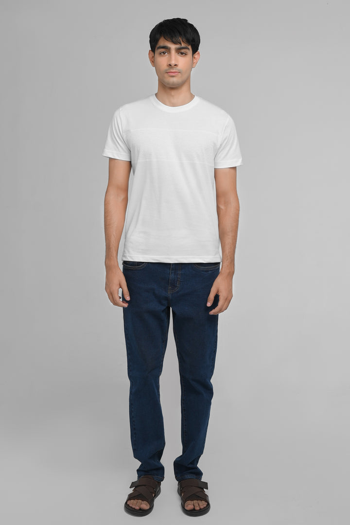 Jersey Round Neck White T-Shirt