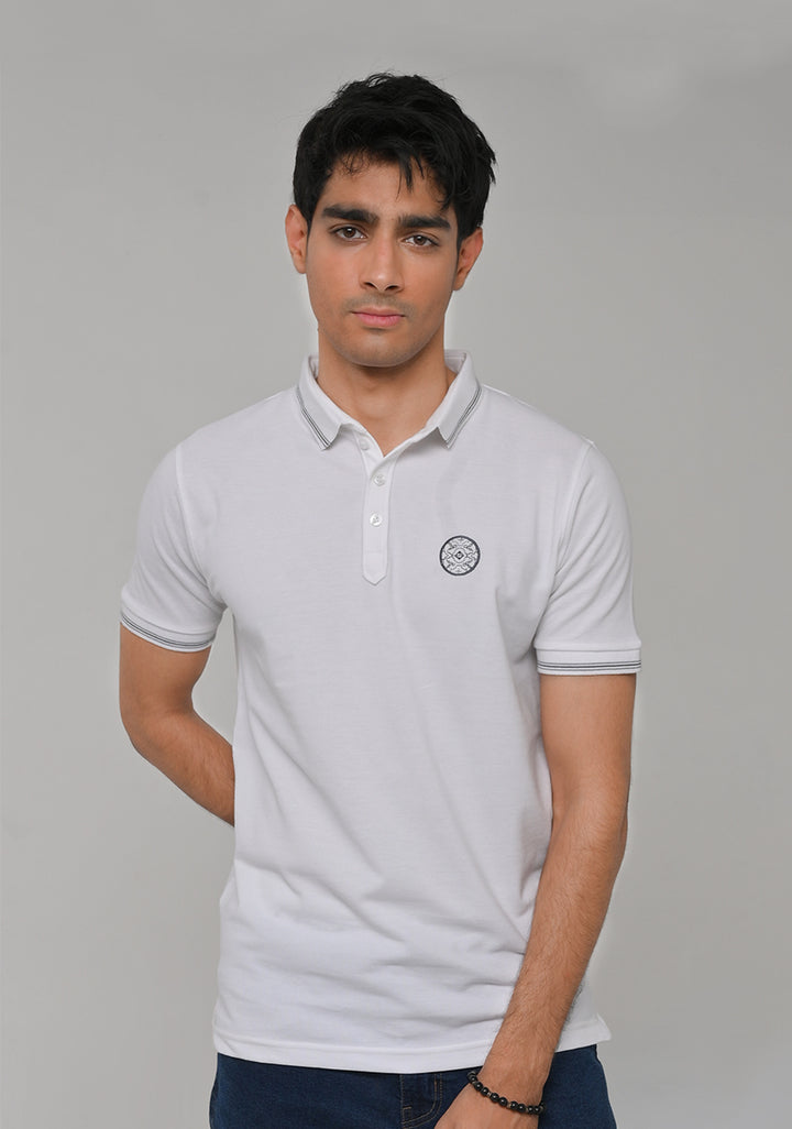 White Knitted Polo T-Shirt