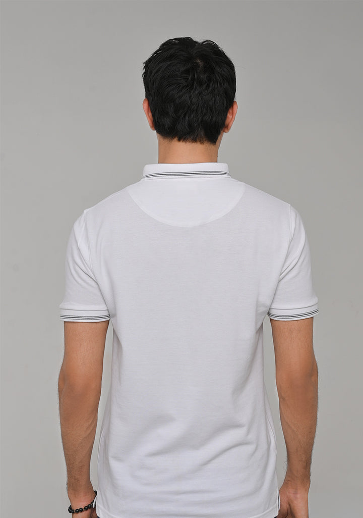 White Knitted Polo T-Shirt