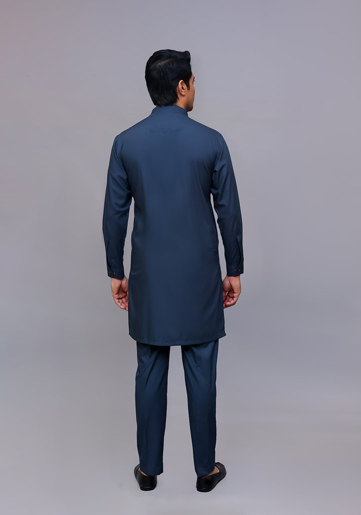 Basic Poly Viscose Dark Shadow Slim Fit Suit