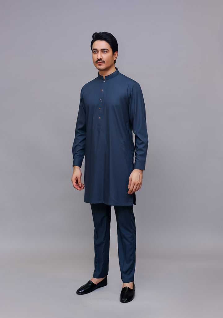 Basic Poly Viscose Dark Shadow Slim Fit Suit