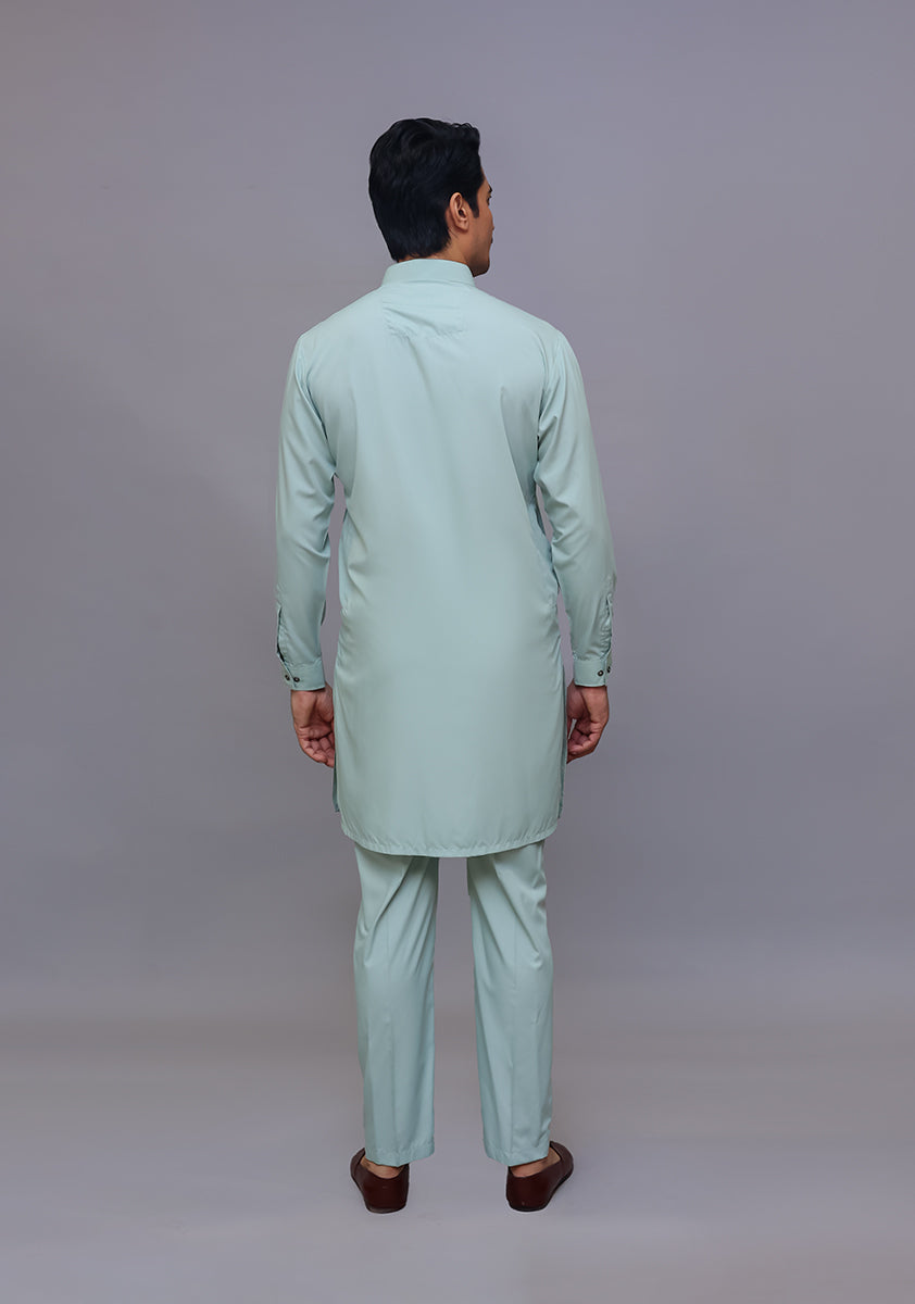 Basic Poly Viscose Sea Foam Slim Fit Suit