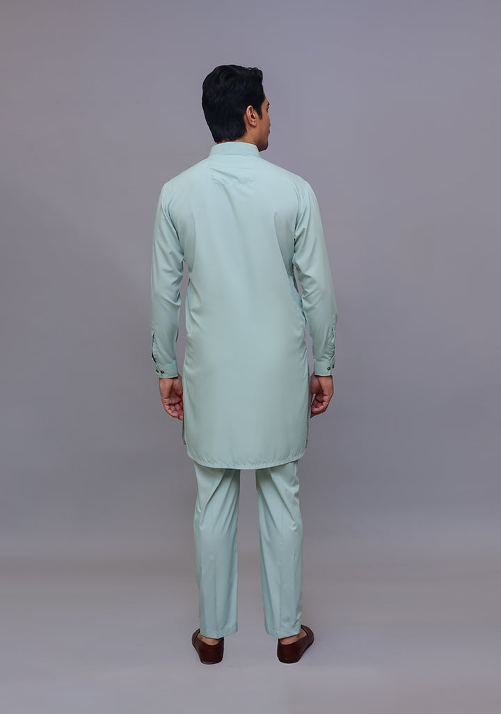 Basic Poly Viscose Sea Foam Slim Fit Suit